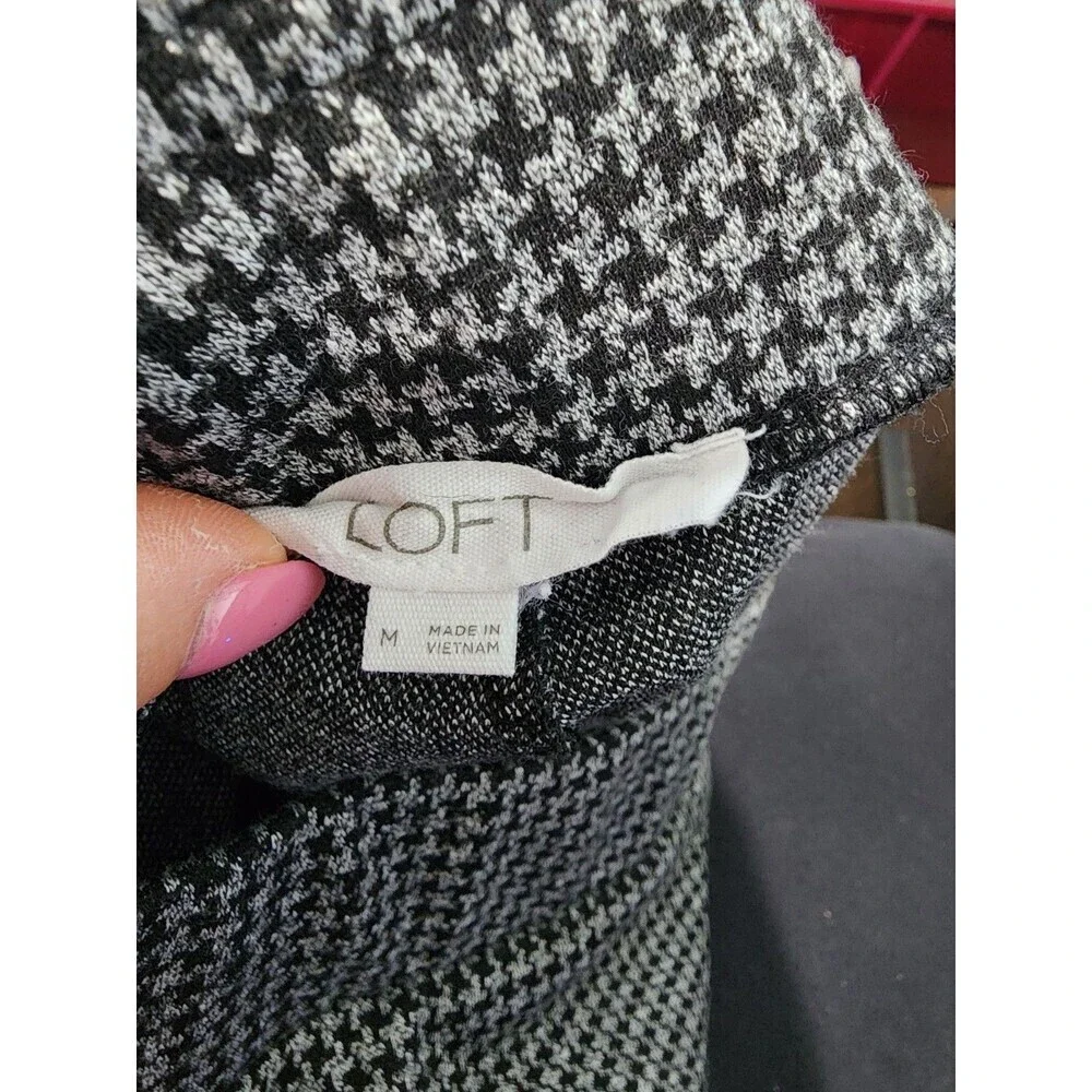 Ann Taylor Loft Marisa Skinny Pants Womens M Black White Geometric Casual Career